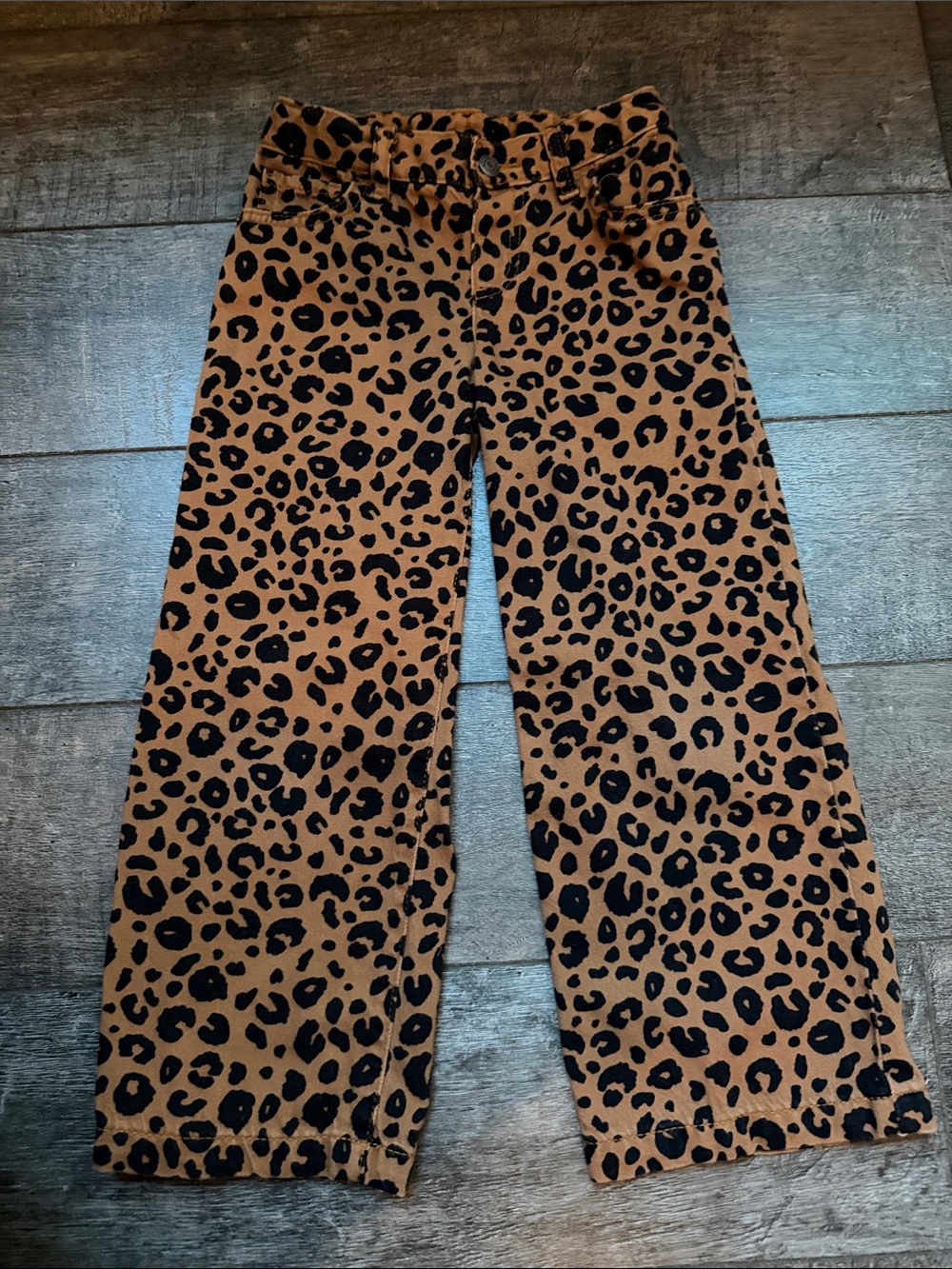 Cat & Jack Leopard Print Wide-Leg Jeans - Tan & Black